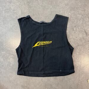 Vintage Y2K Brandy Melville Black Los Angeles Crop Tank Top Fits Small